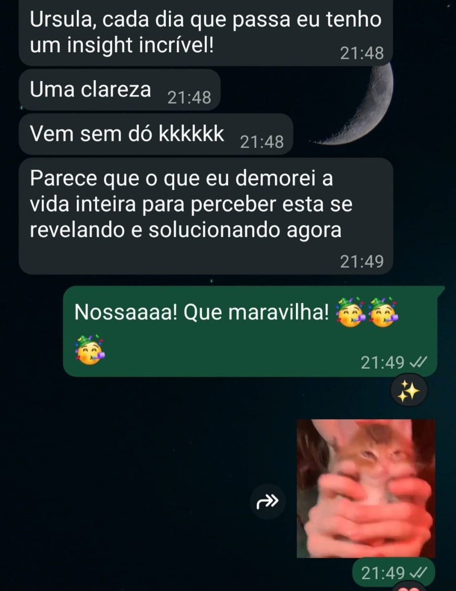 Depoimento de aluna: Cada dia que passa eu tenho um insight incrível. Uma clareza!